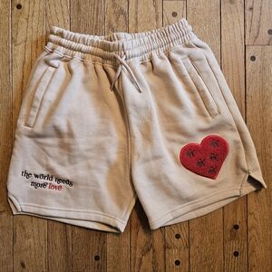 Citizens Of Heaven Beige Heart Embroidered Men's Shorts